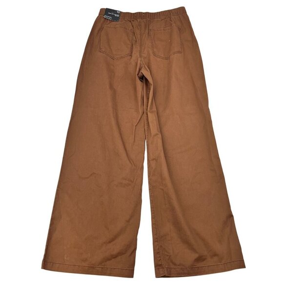 Sofia Jeans Womens Wide Leg Trousers Pleated Front Brown Size 10 Luxe Twill New - Picture 7 of 10